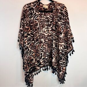 Bobbie Brooks Bundle of 2 Beach Pool Fringe edge Shawl Kimono Cardigan cover up